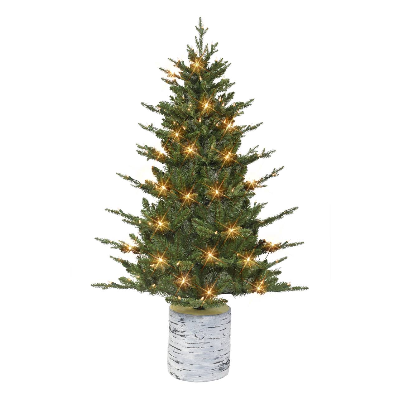 4.5ft. Pre-Lit Potted Artificial Christmas Tree, Clear Lights